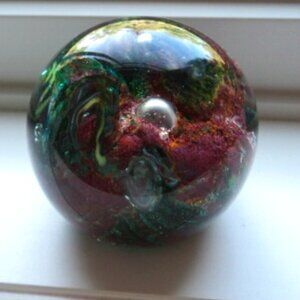 glass paper weight ~artist signed Clarke